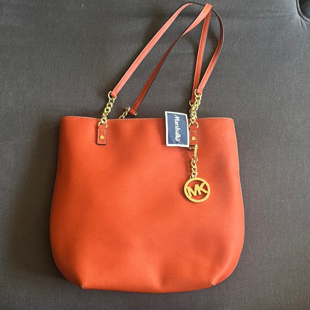 Michael Kors Orange Shoulder Bag with Gold Hardware